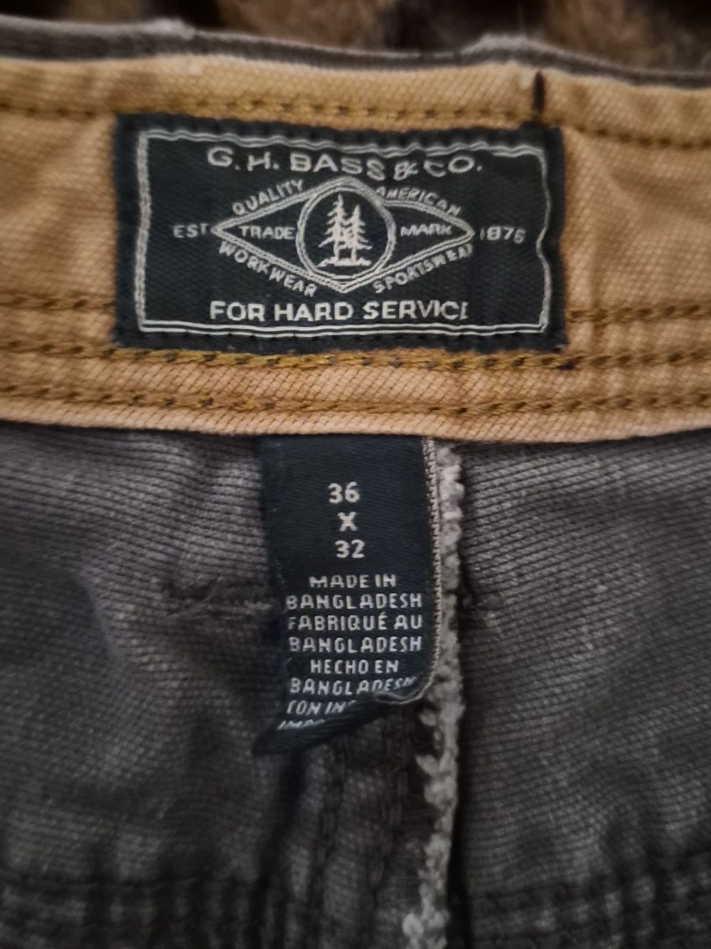 G.H. Bass & Co. "For Hard Service" Faded Charcoal Gray Utility Cargo Pants 36x32